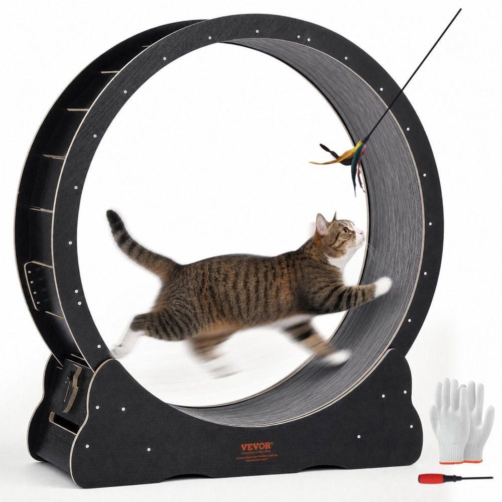 VEVOR Wooden Cat Exercise Wheel, 43.3" Large Cat Treadmill Wheel for Indoor Cats, Cat Running Wheel with Detachable