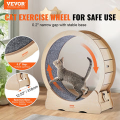 VEVOR Cat Exercise Wheel, Large Cat Treadmill Wheel for Indoor Cats, 35.8 inch Cat Running Wheel with Detachable Carpet
