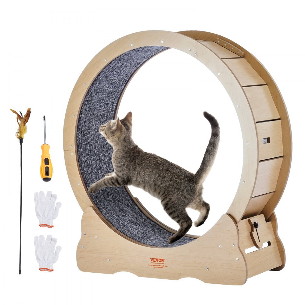 VEVOR Cat Exercise Wheel, Large Cat Treadmill Wheel for Indoor Cats, 35.8 inch Cat Running Wheel with Detachable Carpet