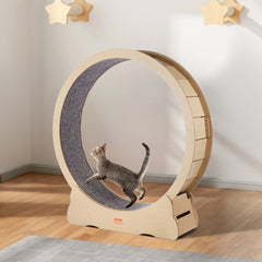 VEVOR Wooden Cat Exercise Wheel, 52" Large Cat Treadmill Wheel for Indoor Cats, Cat Running Wheel with Detachable