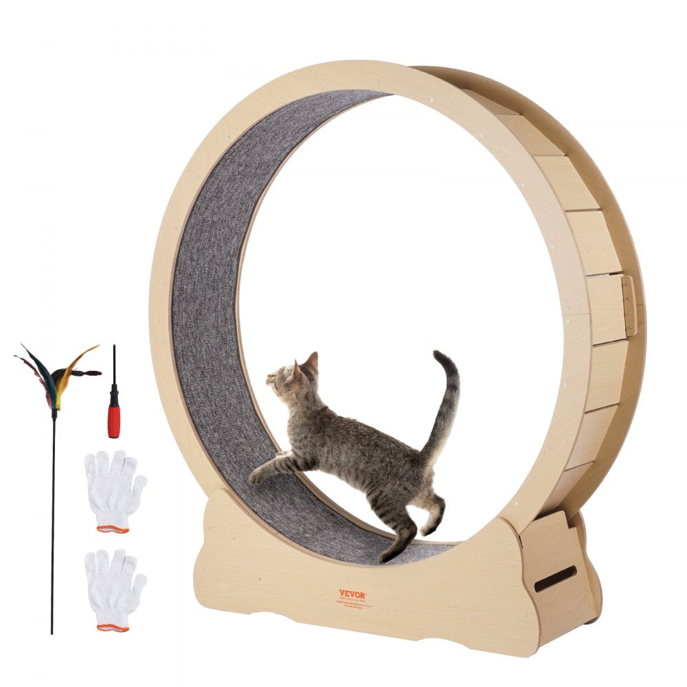 VEVOR Wooden Cat Exercise Wheel, 52" Large Cat Treadmill Wheel for Indoor Cats, Cat Running Wheel with Detachable