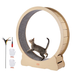 VEVOR Wooden Cat Exercise Wheel, 52" Large Cat Treadmill Wheel for Indoor Cats, Cat Running Wheel with Detachable