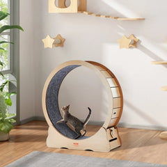 VEVOR Wooden Cat Exercise Wheel, 43.3" Large Cat Treadmill Wheel for Indoor Cats, Cat Running Wheel with Detachable