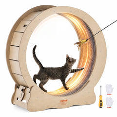 VEVOR Cat Exercise Wheel, Large Cat Treadmill Wheel for Indoor Cats, 29.5 inch Cat Running Wheel with Detachable Carpet