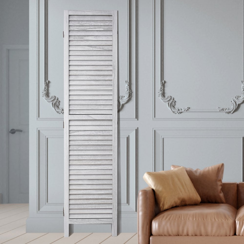 VEVOR Wood Room Divider, 6 Panel Wood Folding Privacy Screen, 66.9 Inches Tall Indoor Louvered Wooden Partition