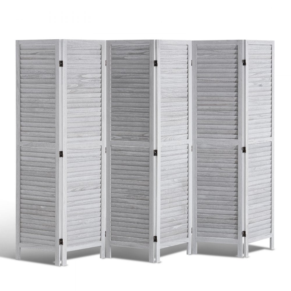 VEVOR Wood Room Divider, 6 Panel Wood Folding Privacy Screen, 66.9 Inches Tall Indoor Louvered Wooden Partition