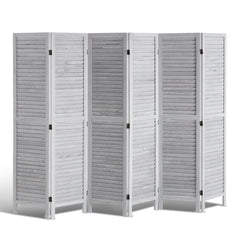 VEVOR Wood Room Divider, 6 Panel Wood Folding Privacy Screen, 66.9 Inches Tall Indoor Louvered Wooden Partition