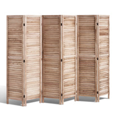 VEVOR Wood Room Divider, 6 Panel Wood Folding Privacy Screen, 66.9 Inches Tall Indoor Louvered Partition Divider