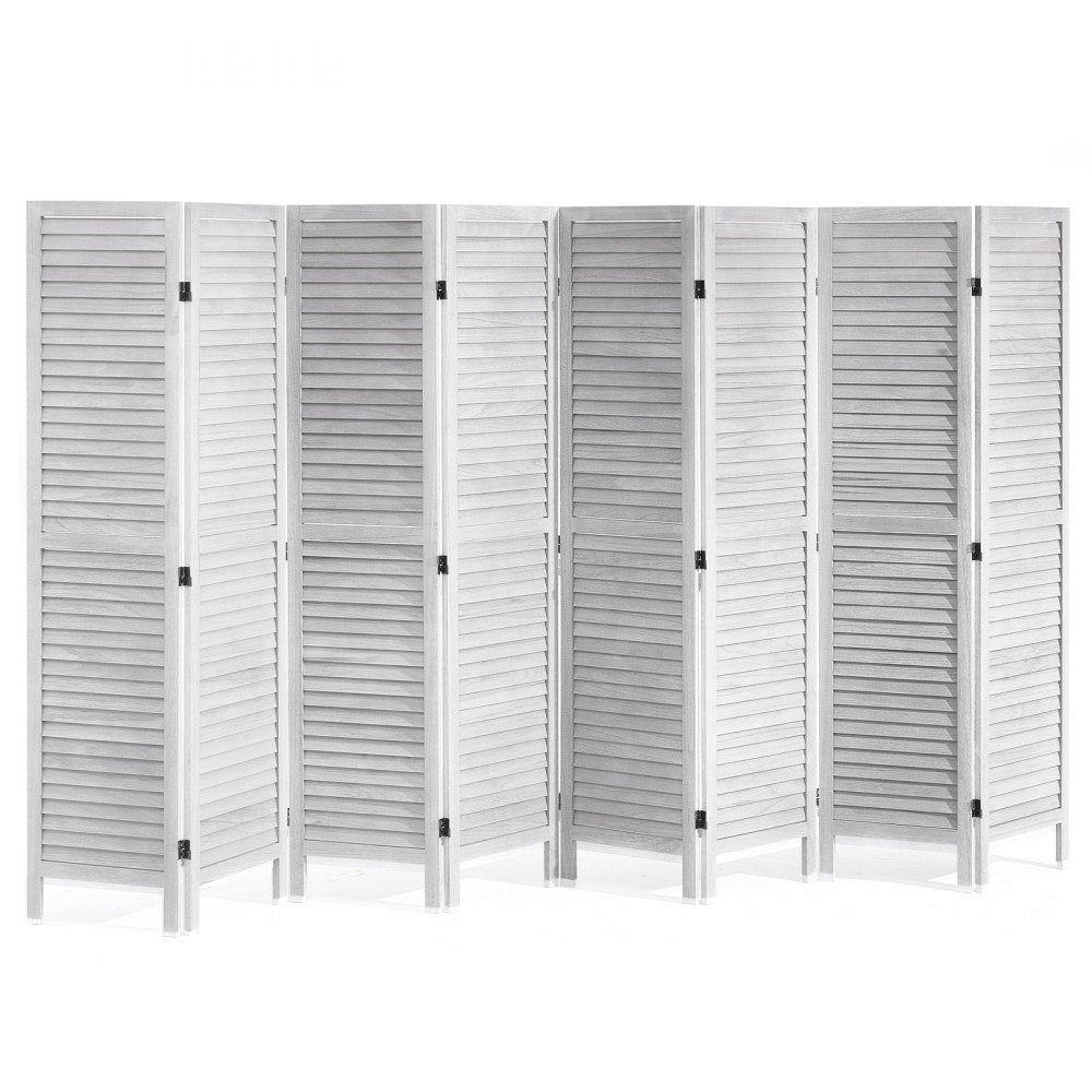 VEVOR Wood Room Divider, 8 Panel Wood Folding Privacy Screen, 66.9 Inches Tall Indoor Louvered Wooden Partition