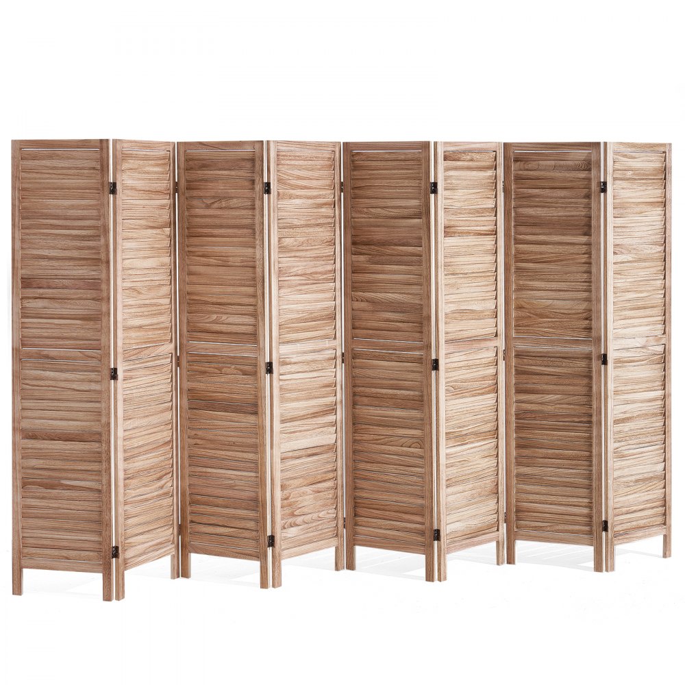 VEVOR Wood Room Divider, 8 Panel Wood Folding Privacy Screen, 66.9 Inches Tall Indoor Louvered Partition Divider