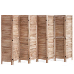 VEVOR Wood Room Divider, 8 Panel Wood Folding Privacy Screen, 66.9 Inches Tall Indoor Louvered Partition Divider