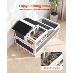 VEVOR Tortoise Habitat 4-Room Wooden Tortoise House with Balcony 2 Stories, for Small Animals Indoor Outdoor, Built-in
