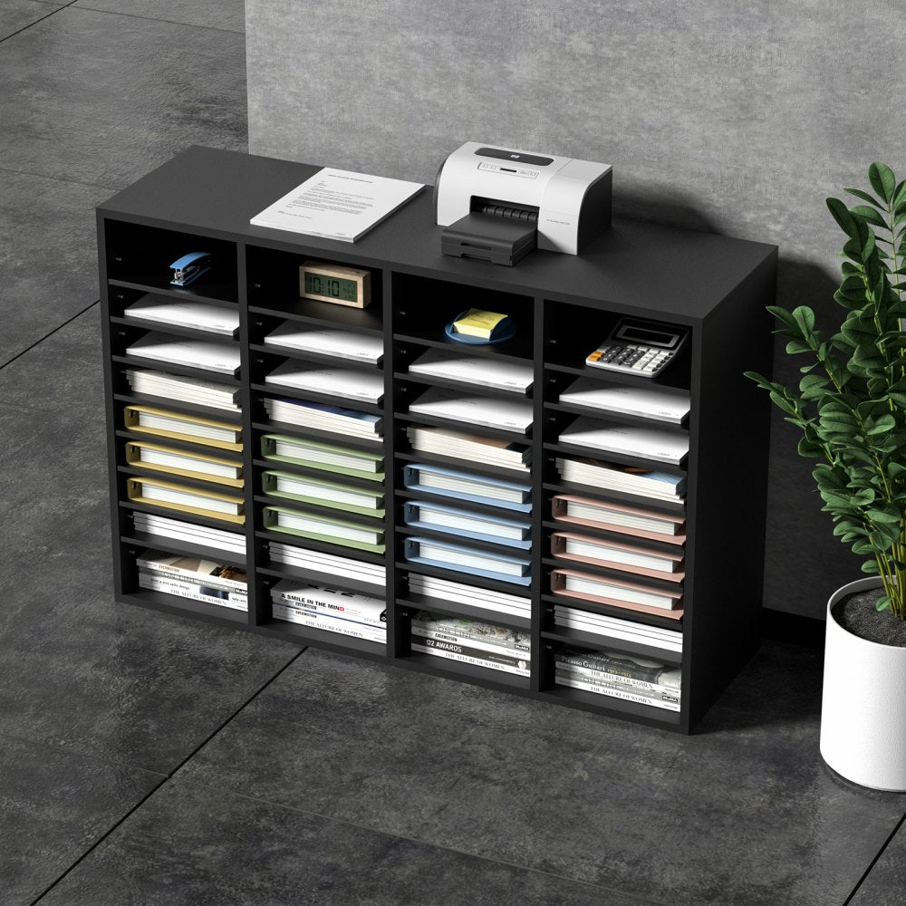 VEVOR Wood Literature Organizer, 36 Compartments, File Sorter with Removable Shelves, Mailboxes Slot for Office Home