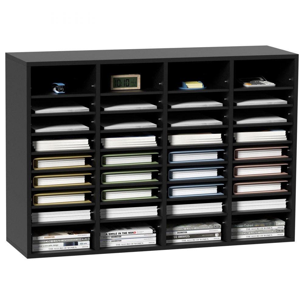 VEVOR Wood Literature Organizer, 36 Compartments, File Sorter with Removable Shelves, Mailboxes Slot for Office Home