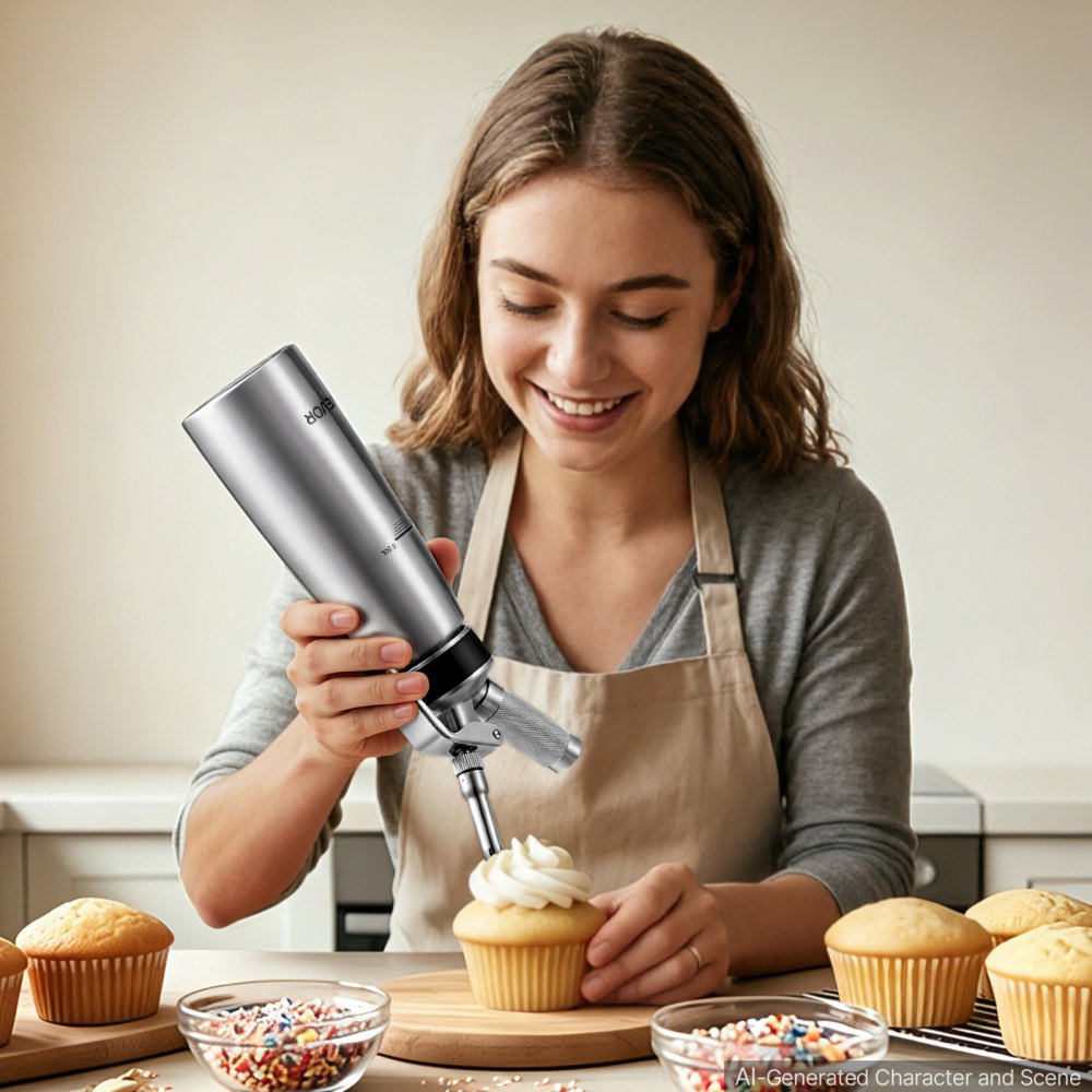 VEVOR Professional 304 Stainless Steel Whipped Cream Dispenser 500ml, Leak-Free Whipped Cream Maker, Whip Cream