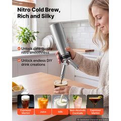 VEVOR Nitro Cold Brew Coffee Maker 17 oz Nitrogen Dispenser System, Home Brew Coffee Keg, Portable Nitrogen Infuser