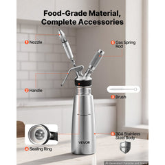 VEVOR Nitro Cold Brew Coffee Maker 17 oz Nitrogen Dispenser System, Home Brew Coffee Keg, Portable Nitrogen Infuser