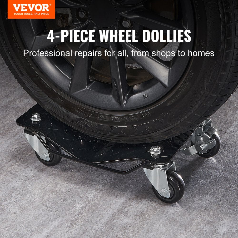 VEVOR Wheel Dolly, 6000 lbs/2722 kg Car Moving Dolly, Wheel Dolly Car Tire Stake Set of 4 Piece, Heavy-duty Car Tire