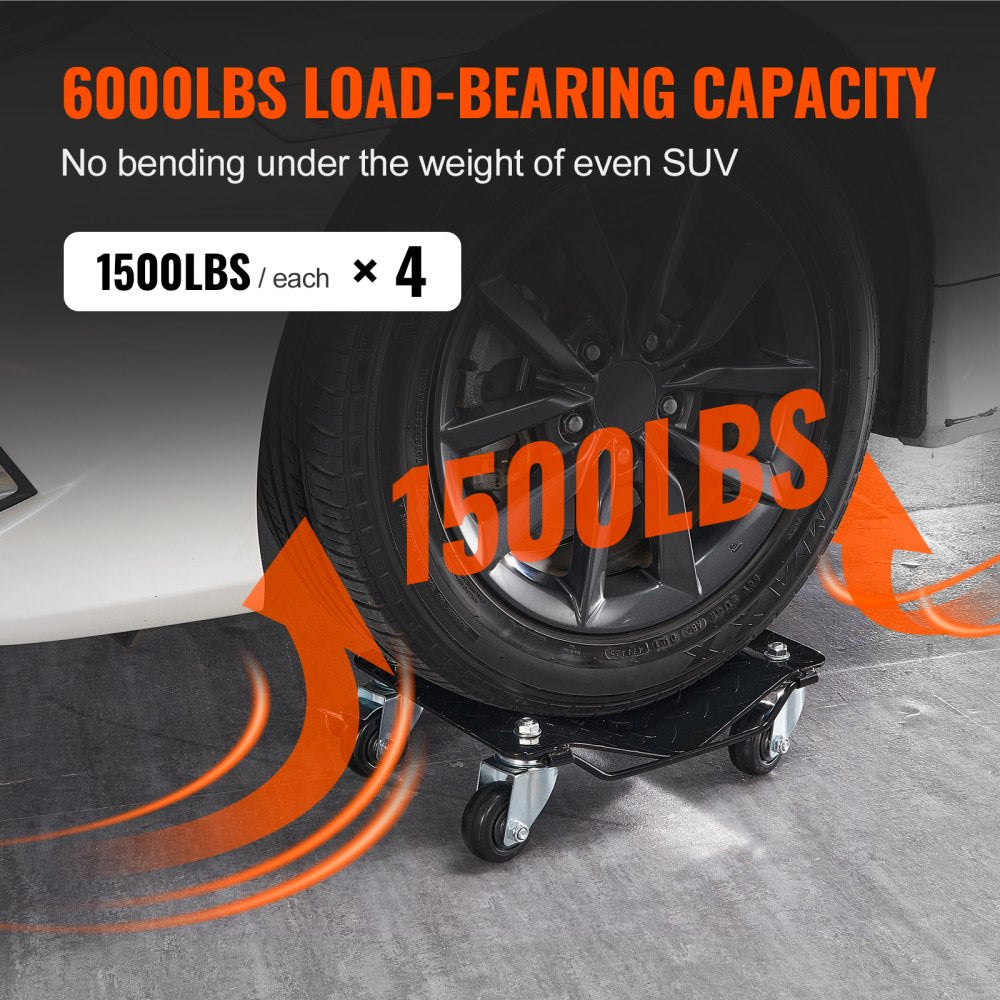 VEVOR Wheel Dolly, 6000 lbs/2722 kg Car Moving Dolly, Wheel Dolly Car Tire Stake Set of 4 Piece, Heavy-duty Car Tire