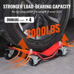 VEVOR Wheel Dolly, 8000 lbs Capacity Heavy-Duty Steel Car Mover, Wheel Dolly Car Tire Stake Set with Brakes, Vehicle