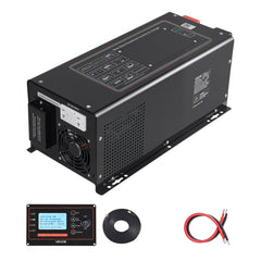 VEVOR Pure Sine Wave Inverter Charger, 2000W, DC 12V to AC 120V Power Inverter with LCD Display, Remote Control, Low
