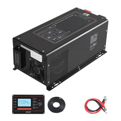 VEVOR Pure Sine Wave Inverter Charger, 3000W, DC 12V to AC 120V Power Inverter with LCD Display, Remote Control, Low