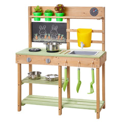 VEVOR Mud Kitchen, Outdoor Mud Kitchen for Kids, Wood Outdoor Play Kitchens with Stoves, Tank, Sink, Planting Shovels