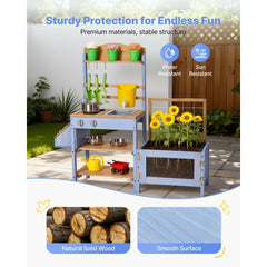 VEVOR Mud Kitchen, Outdoor Mud Kitchen for Kids, Wood Outdoor Play Kitchens with Planting Box, Critter Catcher