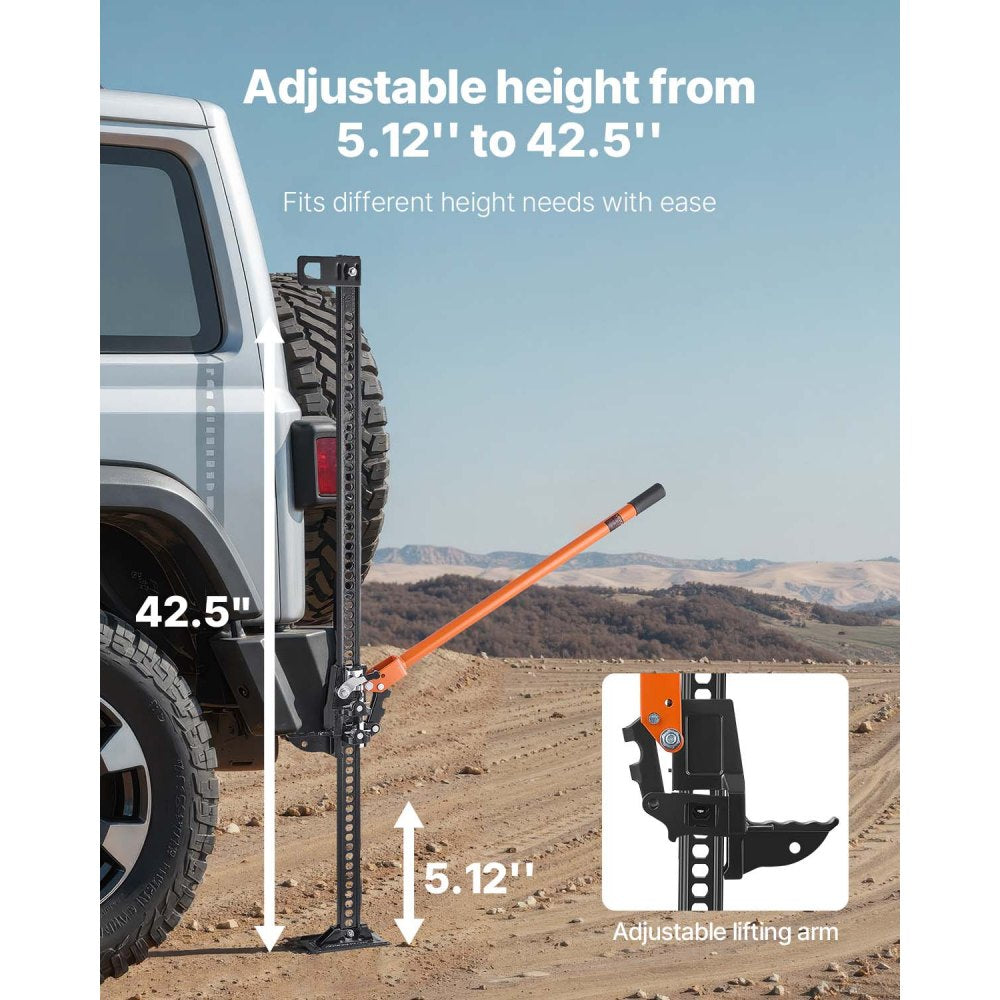 VEVOR Farm Jack, 48" Utility High Lift Farm Jack, 3.18 Ton (7,000 lbs) Capacity Ratcheting Off Road Utility Jacks
