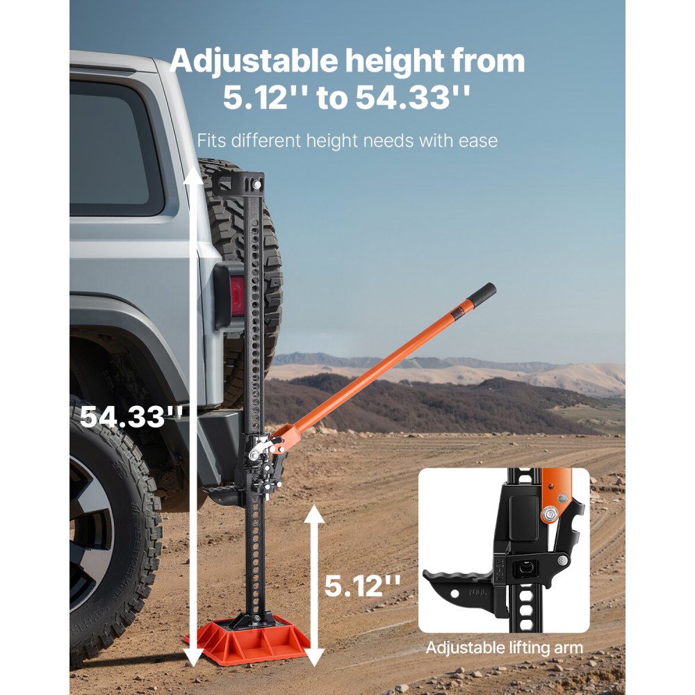VEVOR Farm Jack with Base, 60" Utility High Lift Farm Jack, 3.18 Ton (7,000 lbs) Capacity Ratcheting Off Road Utility