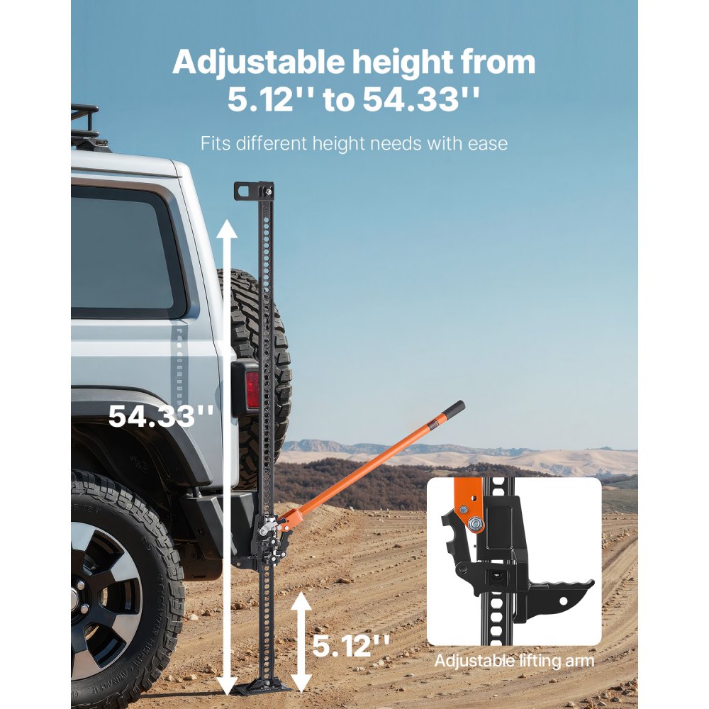 VEVOR Farm Jack, 60" Utility High Lift Farm Jack, 3.18 Ton (7,000 lbs) Capacity Ratcheting Off Road Utility Jacks