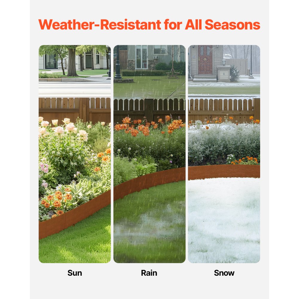 VEVOR Steel Landscape Edging, 10 Packs 40 x 4.5 in Weather-Resistant & Pre-Rust Metal Landscape Edging, Bendable Garden