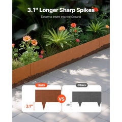 VEVOR Steel Landscape Edging, 6 Packs 40 x 8 in Weather-Resistant & Pre-Rust Metal Landscape Edging, Bendable Garden