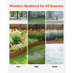 VEVOR Steel Landscape Edging, 6 Packs 40 x 8 in Weather-Resistant & Pre-Rust Metal Landscape Edging, Bendable Garden