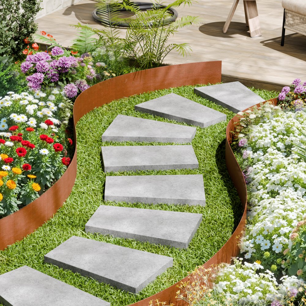 VEVOR Steel Landscape Edging, 6 Packs 40 x 8 in Weather-Resistant & Pre-Rust Metal Landscape Edging, Bendable Garden