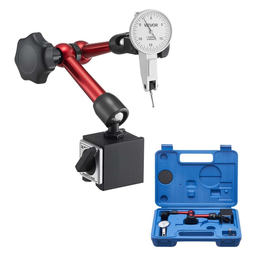 VEVOR Dial Test Indicator with Universal Magnetic Base and Storage Case, 0.0005 inch Accuracy, 0-0.03 inch Range, Micro
