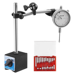 VEVOR Dial Test Indicator with Dual Rod Stand and Storage Case, 0.001 inch Accuracy, 0-1 inch Range, Fine Adjustable