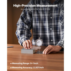 VEVOR Dial Test Indicator with Metal Base, 0.001 inch Accuracy, 0-1 inch Range, Easy to Read Large Dial, Professional