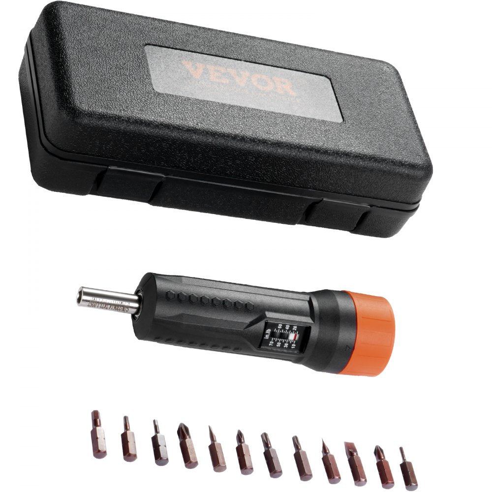 VEVOR 1/4" Drive Torque Screwdriver Wrench Set | 10-70 in-lbs Torque Adjustment Range | 1 in-lb Increment Torque