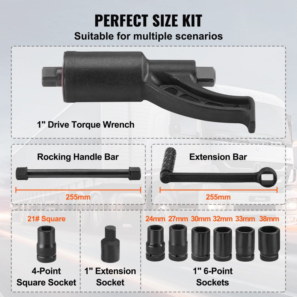 VEVOR Torque Multiplier, 1 Inch Drive Lug Nut Wrench/Multiplier Heavy Duty Torque Multiplier Wrench Set, 1:58 4800N.m