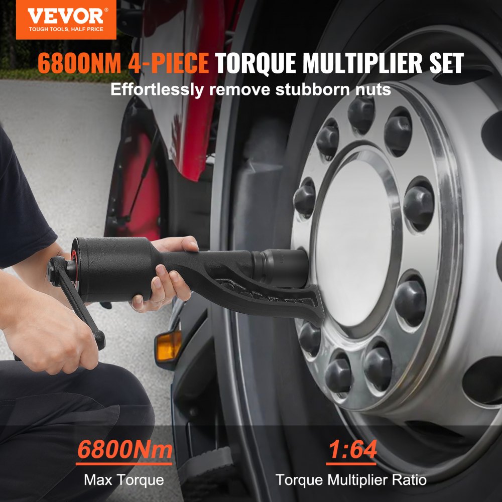 VEVOR Torque Multiplier, 1 Inch Drive Lug Nut Wrench/Multiplier Heavy Duty Torque Multiplier Wrench Set, 1:64 6,800N.m
