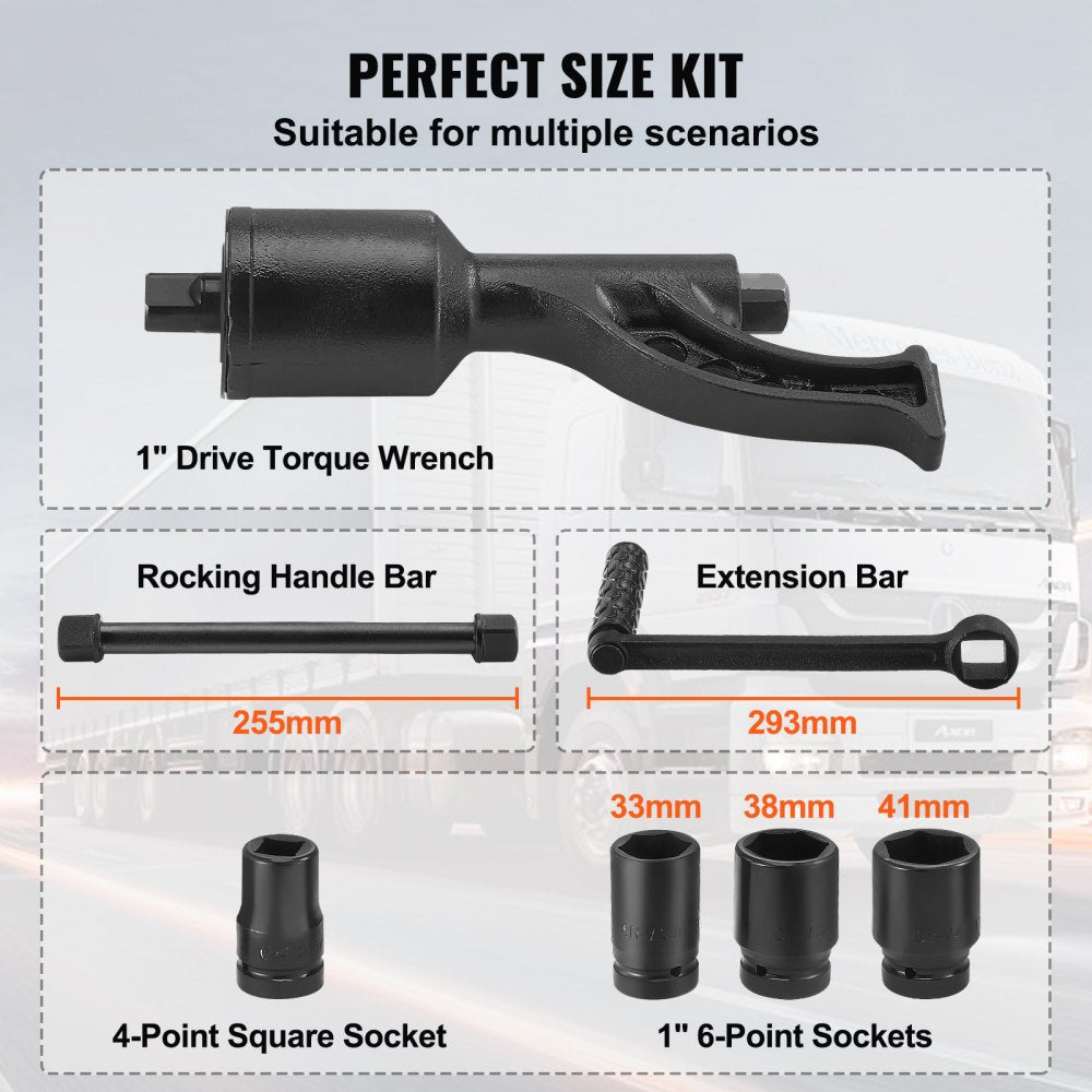 VEVOR Torque Multiplier, 1 Inch Drive Lug Nut Wrench/Multiplier Heavy Duty Torque Multiplier Wrench Set, 1:64 6,800N.m