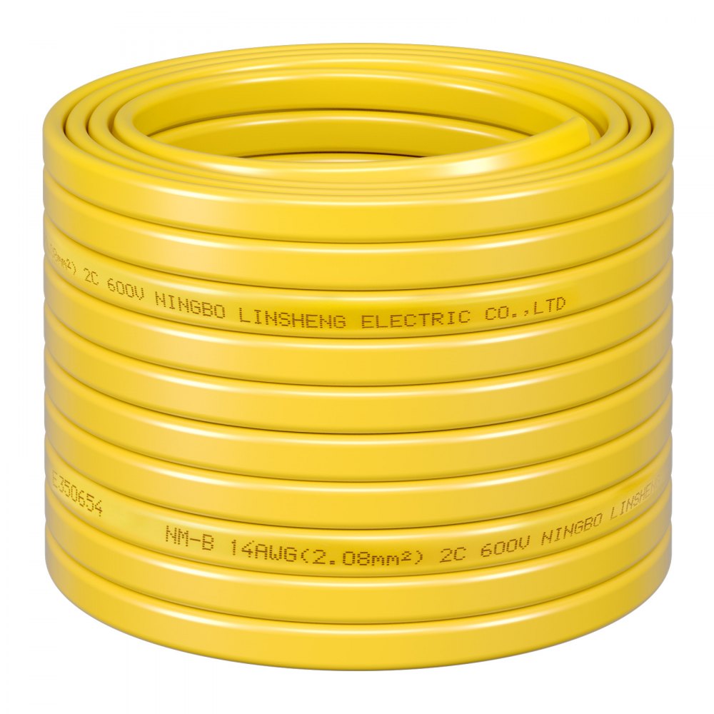 VEVOR NM-B Wire, 14AWG/2C Non-Mettalic Residential Indoor Electrical Wire with Ground, PVC Sheathed High-Purity Copper