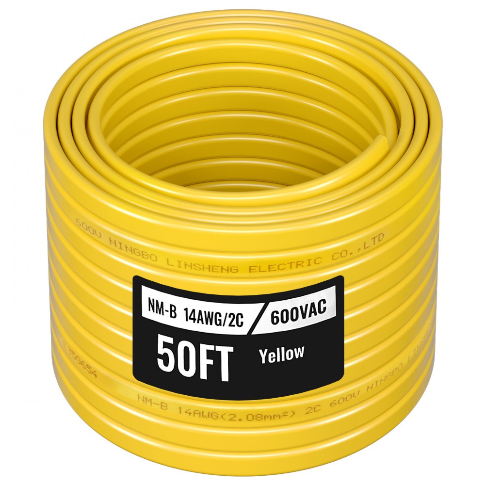 VEVOR NM-B Wire, 14AWG/2C Non-Mettalic Residential Indoor Electrical Wire with Ground, PVC Sheathed High-Purity Copper