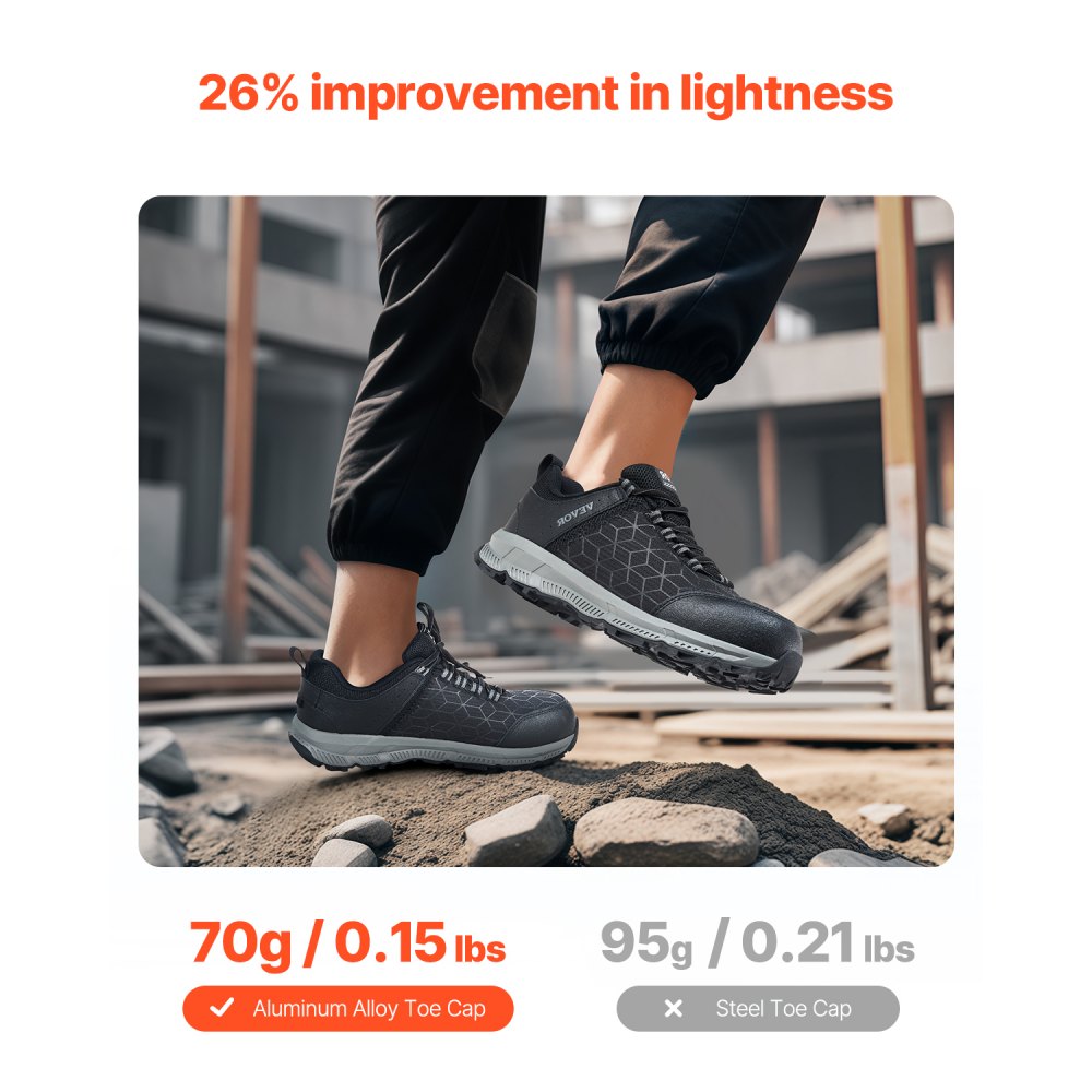 VEVOR Steel Toe Shoes for Men, US Size 11, Men's Cushion Sport Safety Toe Athletic Work Shoe, Indestructible Safety