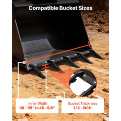 VEVOR Bucket Tooth Bar, 46 in Heavy Duty 5 Teeth Tractor Bucket Bar for Loader Tractor Loader Skidsteer, 4560 lbs Load