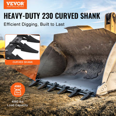 VEVOR Bucket Tooth Bar, 48'', Heavy Duty Tractor Bucket 6 Teeth Bar for Loader Tractor Skidsteer, 4560 lbs Load-Bearing