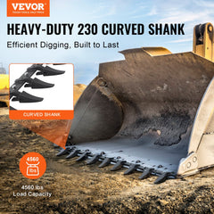 VEVOR Bucket Tooth Bar, 72'', Heavy Duty Tractor Bucket 9 Teeth Bar for Loader Tractor Skidsteer, 4560 lbs Load-Bearing