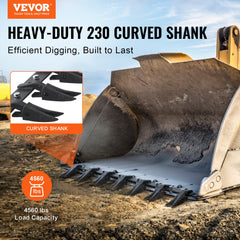 VEVOR Bucket Tooth Bar, 53'', Heavy Duty Tractor Bucket Teeth Bar for Sub-Compact Tractor Loader, 4560 lbs Load-Bearing