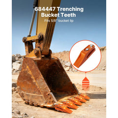 VEVOR Excavator Bucket Teeth with Pins, 7 Pack 684447 Bucket Tooth Set Fits 5/8-in Buckets Edge, Heavy Duty 7.34 in